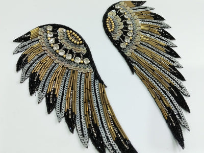 Black & White Handcrafted Indian Sequin Applique Patch