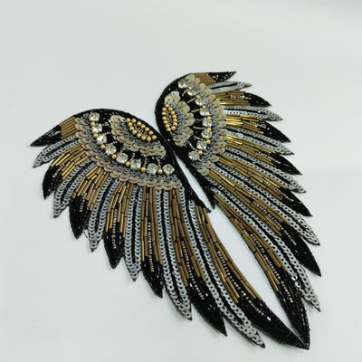 Black & White Handcrafted Indian Sequin Applique Patch