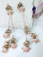 Rose Gold Pearl Latkan Tassels: Indian Bridal Blouse Accessory - 1 Pair