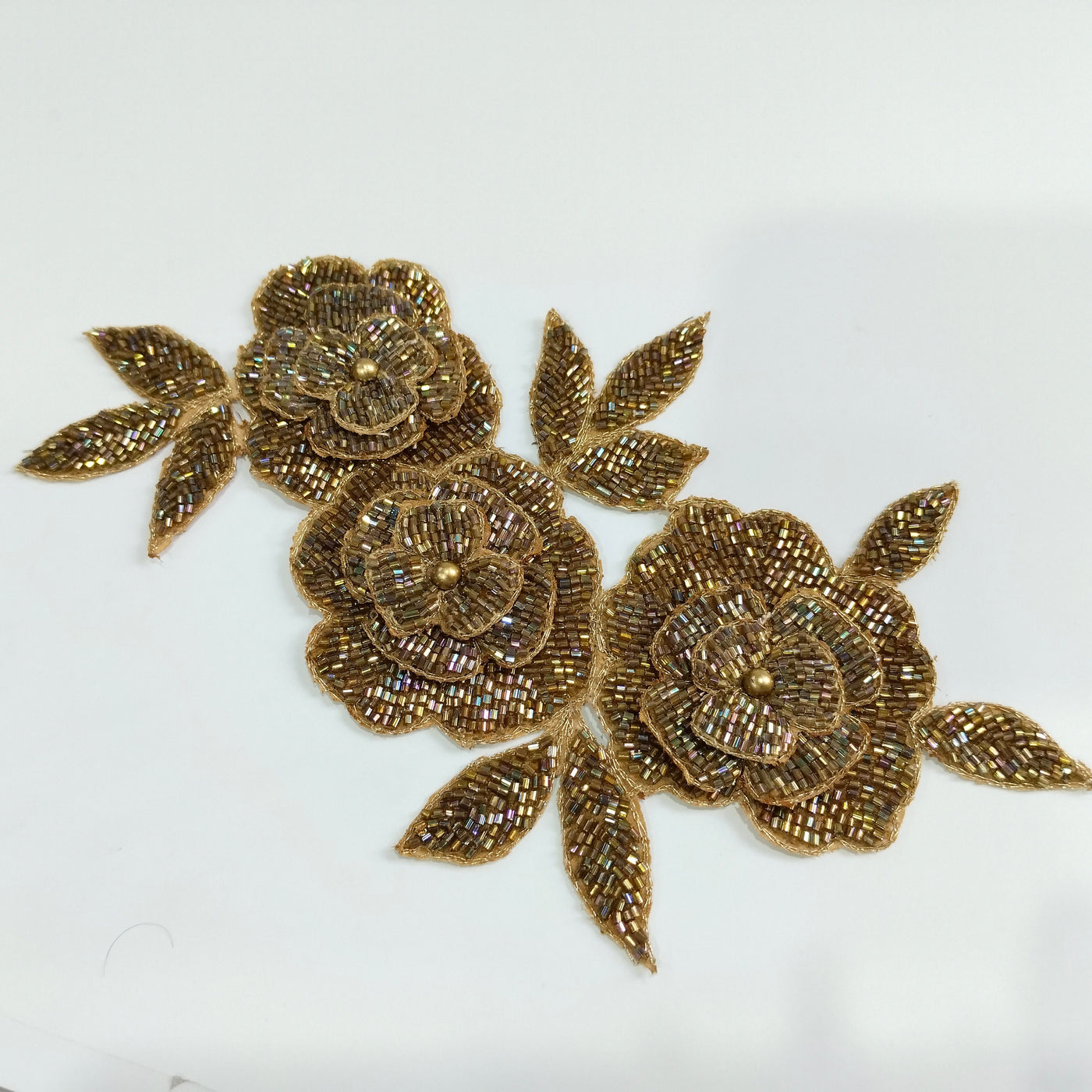 Dark Golden Applique Sew on Embroidered Floral Patch - 1 Pc