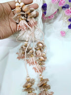Rose Gold Pearl Latkan Tassels: Indian Bridal Blouse Accessory - 1 Pair
