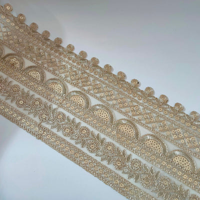 Creme Gold Antique Broad Sari Border 15cm Wide - 1 Yard