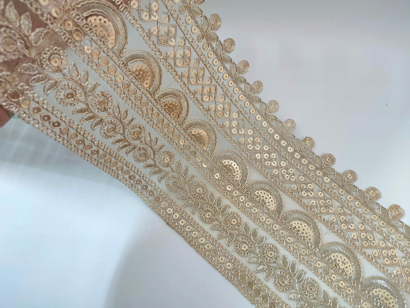 Creme Gold Antique Broad Sari Border 15cm Wide - 1 Yard