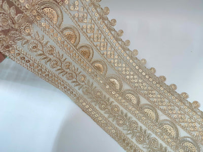 Creme Gold Antique Broad Sari Border 15cm Wide - 1 Yard