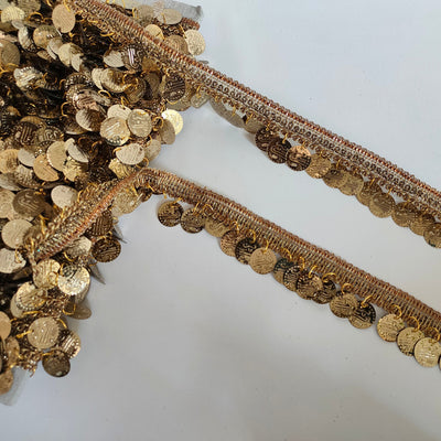 Antique Brown Coin Beaded Trim: 9 Yards, Wedding Sash, DIY Art