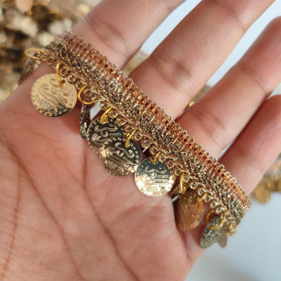 Antique Brown Coin Beaded Trim: 9 Yards, Wedding Sash, DIY Art