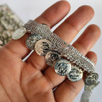 Silver Coin Beaded Trim: 9-Yard Wedding Sash Lace