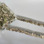 Silver Coin Beaded Trim: 9-Yard Wedding Sash Lace