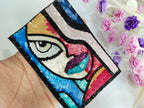 Sequin Embroidered Patch: Colorful Abstract Applique (14x9 cm)