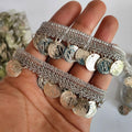 Silver Coin Beaded Trim: 9-Yard Wedding Sash Lace