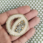Pearl & Zircon Applique Patches: Round Indian Sewing Embellishments (Set of 6)