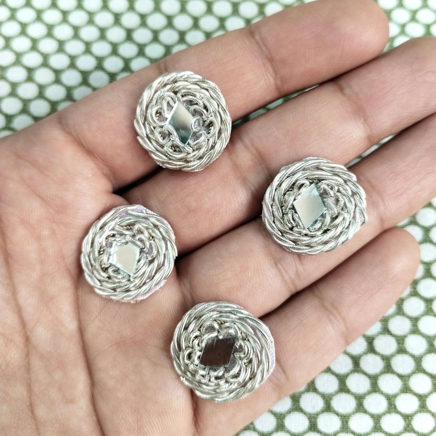 25 Silver Mirror Applique Patches: Indian Sewing Embellishments