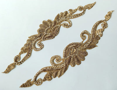 Antique Golden Sleeves Applique Patch Set - 1 Pair