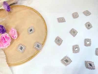 25 Silver Zardozi Mirror Applique Patches – Indian Embroidery Embellishments