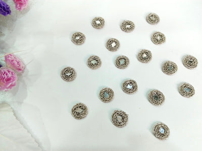 25 Silver Mirror Applique Patches: Indian Sewing Embellishments