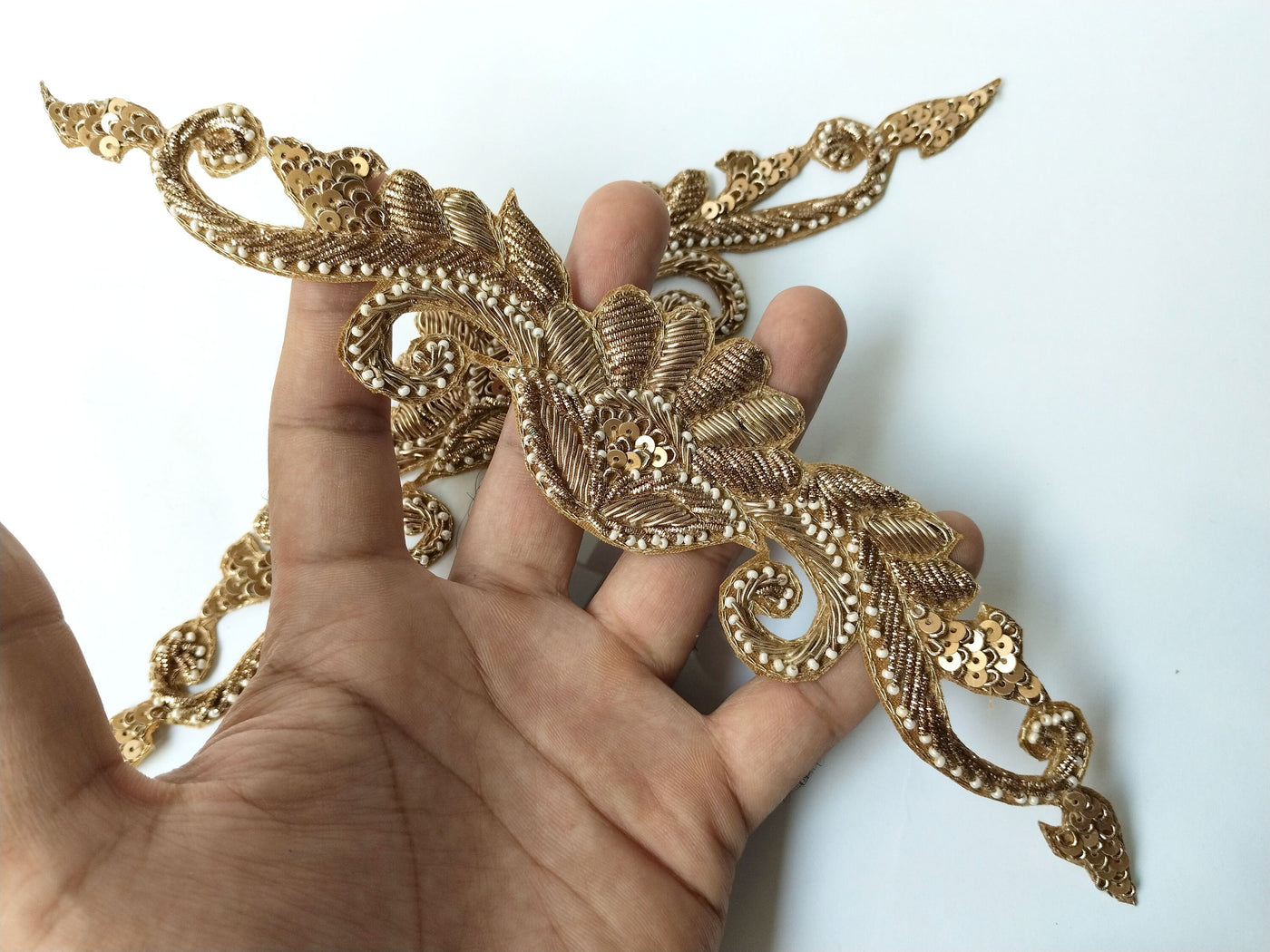 Antique Golden Sleeves Applique Patch Set - 1 Pair