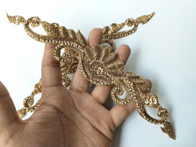 Antique Golden Sleeves Applique Patch Set - 1 Pair