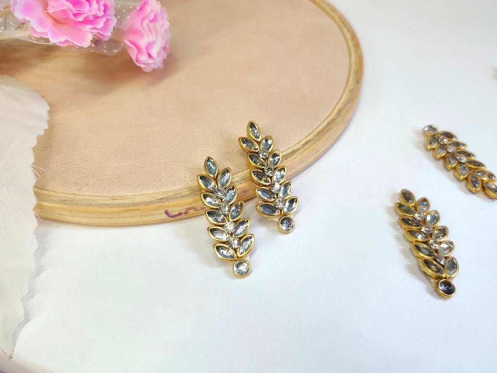 Kundan Stonework Gold Leaf Applique Patches: Indian Sewing Embellishments (25 Pc)