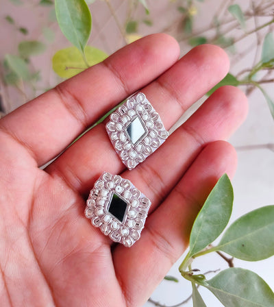 25 Silver Zardozi Mirror Applique Patches – Indian Embroidery Embellishments