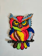 Colorful Threadwork Owl Applique Patch: Zardozi Handcrafted Art