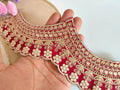 Maroon Embroidered Scallop Lace: Zari Sari Border, Wedding Dress Trim (7 Yards)