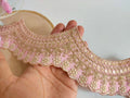 Light Pink Embroidered Scallop Lace: Zari Sari Border Trim - 9 Yards