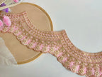 Light Pink Embroidered Scallop Lace: Zari Sari Border Trim - 9 Yards