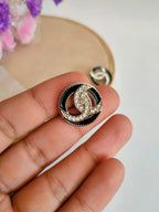 Crystal Rhinestone Buttons: Black/White Metallic Sew-On Embellishments (Pack of 10)