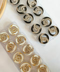 Crystal Rhinestone Buttons: Black/White Metallic Sew-On Embellishments (Pack of 10)