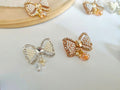 Crystal Pearl Bow Button: Silver/Golden Sew-On Embellishment (Pack of 10)