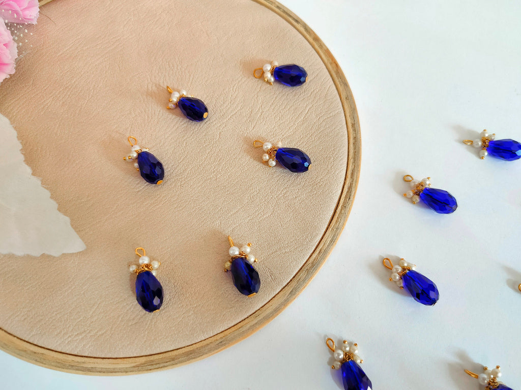 Navy Blue Crystal Latkan Tassels: Indian Bridal Garment Charms (25pc)