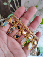 Golden Mirror Sari Border Trim: Indian Wedding Embellishments, 3 Yards