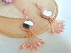 Rose Gold Mirror Latkan Tassels: Crystal Sari Dupatta Embellishments (1 Pair)