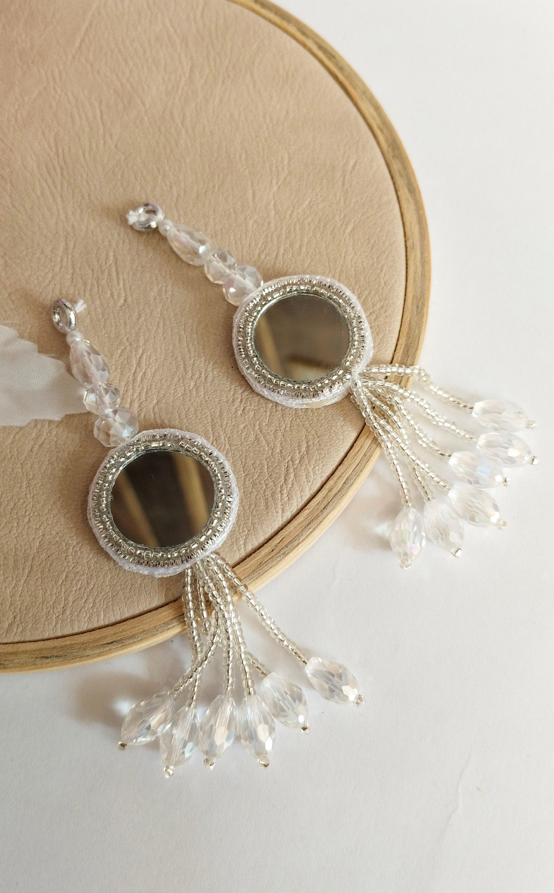Mirror & Crystal Tassel Latkan Hangings: Indian Decor DIY (1 Pair)