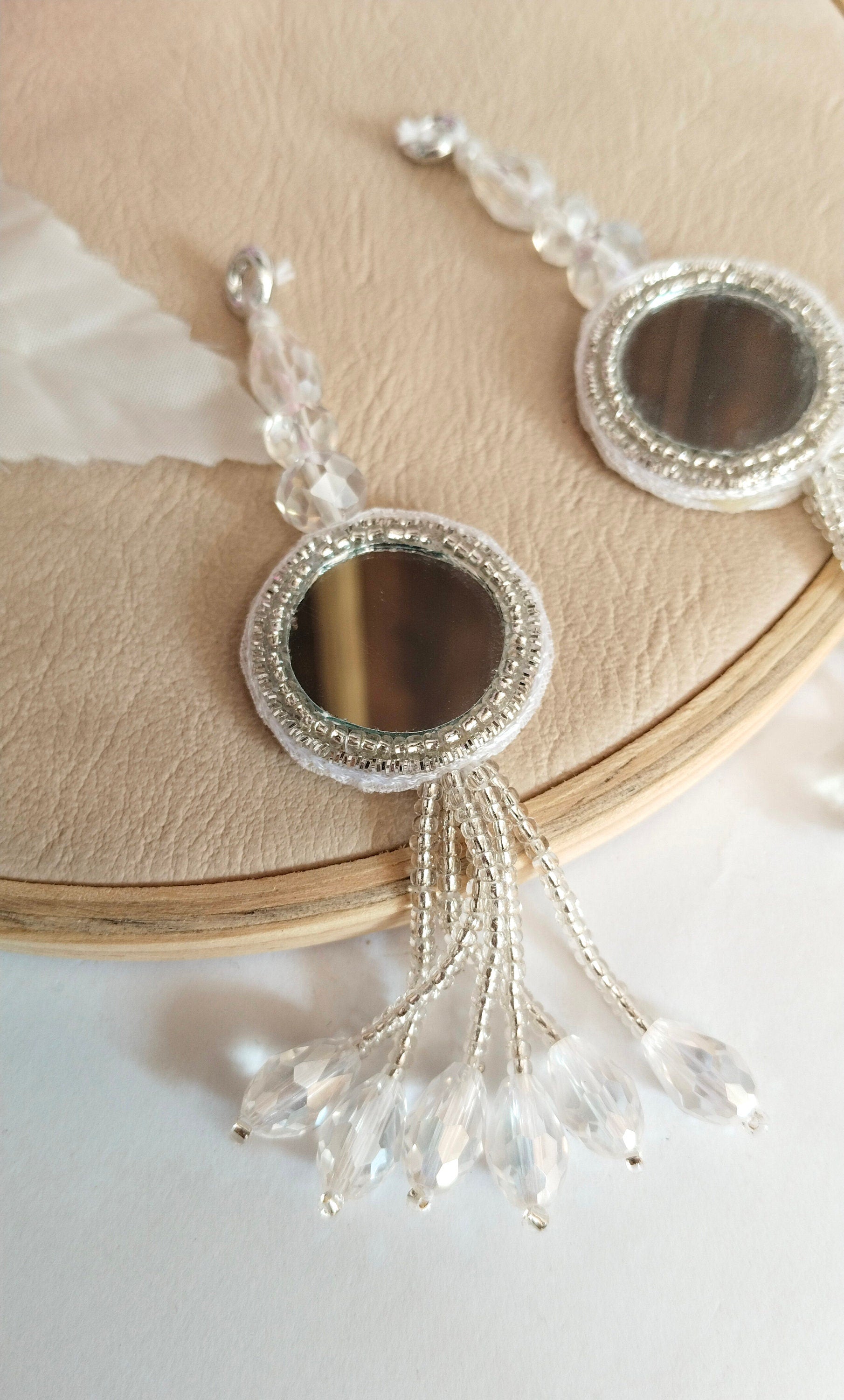 Mirror & Crystal Tassel Latkan Hangings: Indian Decor DIY (1 Pair)