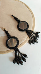 Mirror & Crystal Tassel Latkan Hangings: Indian Decor DIY (1 Pair)