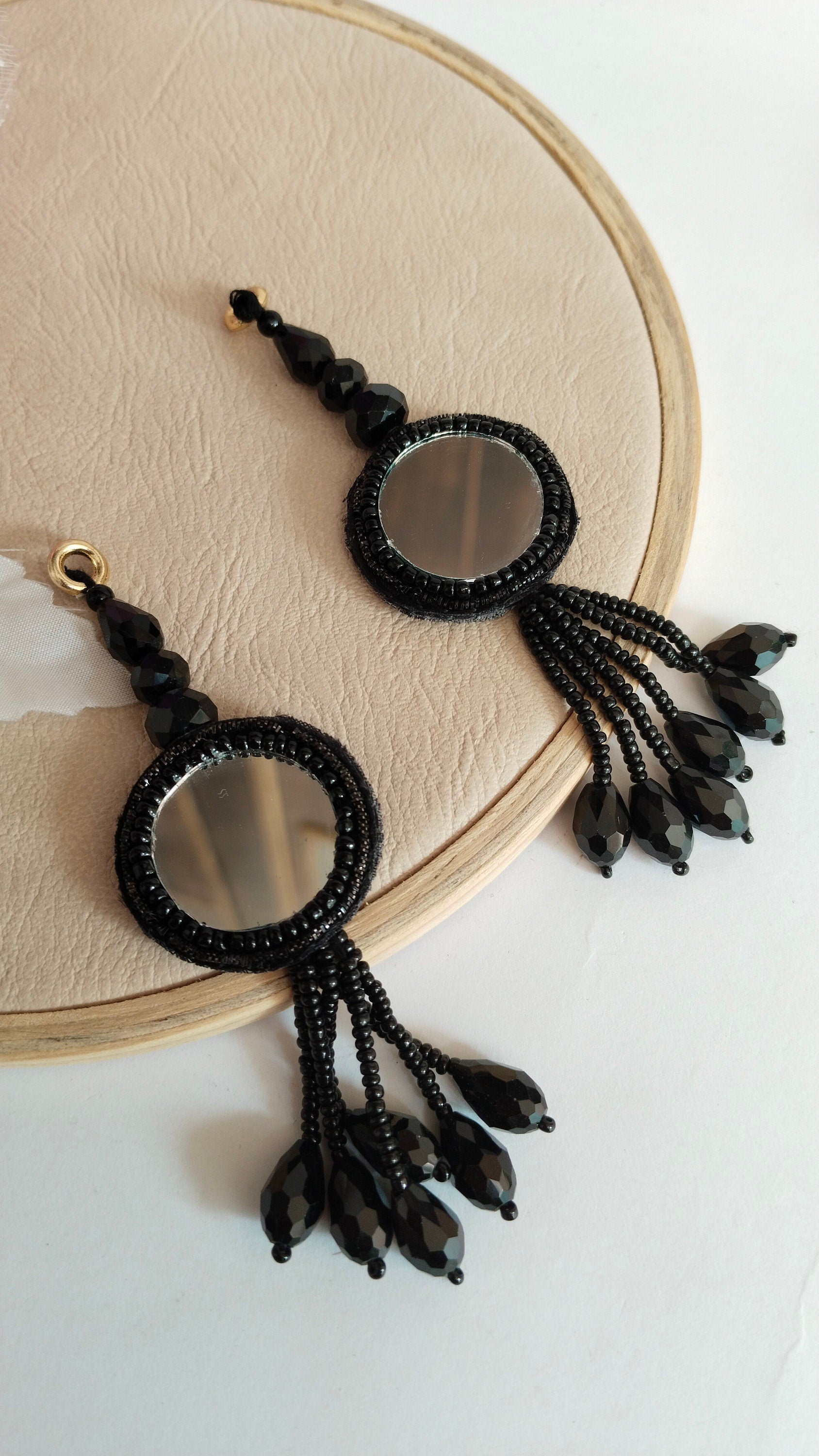 Mirror & Crystal Tassel Latkan Hangings: Indian Decor DIY (1 Pair)