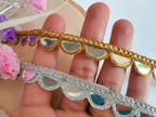 Scalloped Mirror Trim: Gold & Silver Indian Sari Lace (1.5cm)