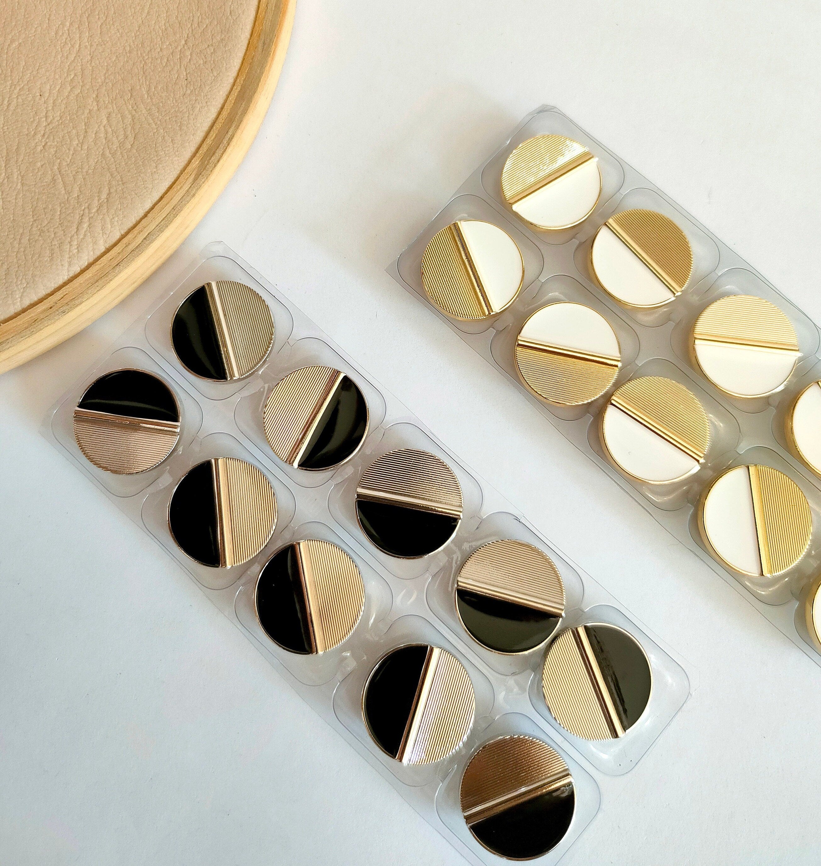Metallic Round Sew-On Buttons: Silver & Gold, DIY Craft Decoration (Pack of 10)