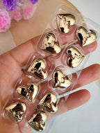 Heart Sew-On Buttons: Metallic Polished, 20mm (Pack of 10)