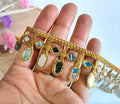 Golden Mirror Sari Border Trim: Indian Wedding Embellishments, 3 Yards