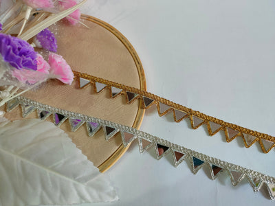 Triangle Mirror Trim: Gold/Silver Indian Sari Lace (1.5cm)
