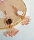 Rose Gold Mirror Latkan Tassels: Crystal Sari Dupatta Embellishments (1 Pair)