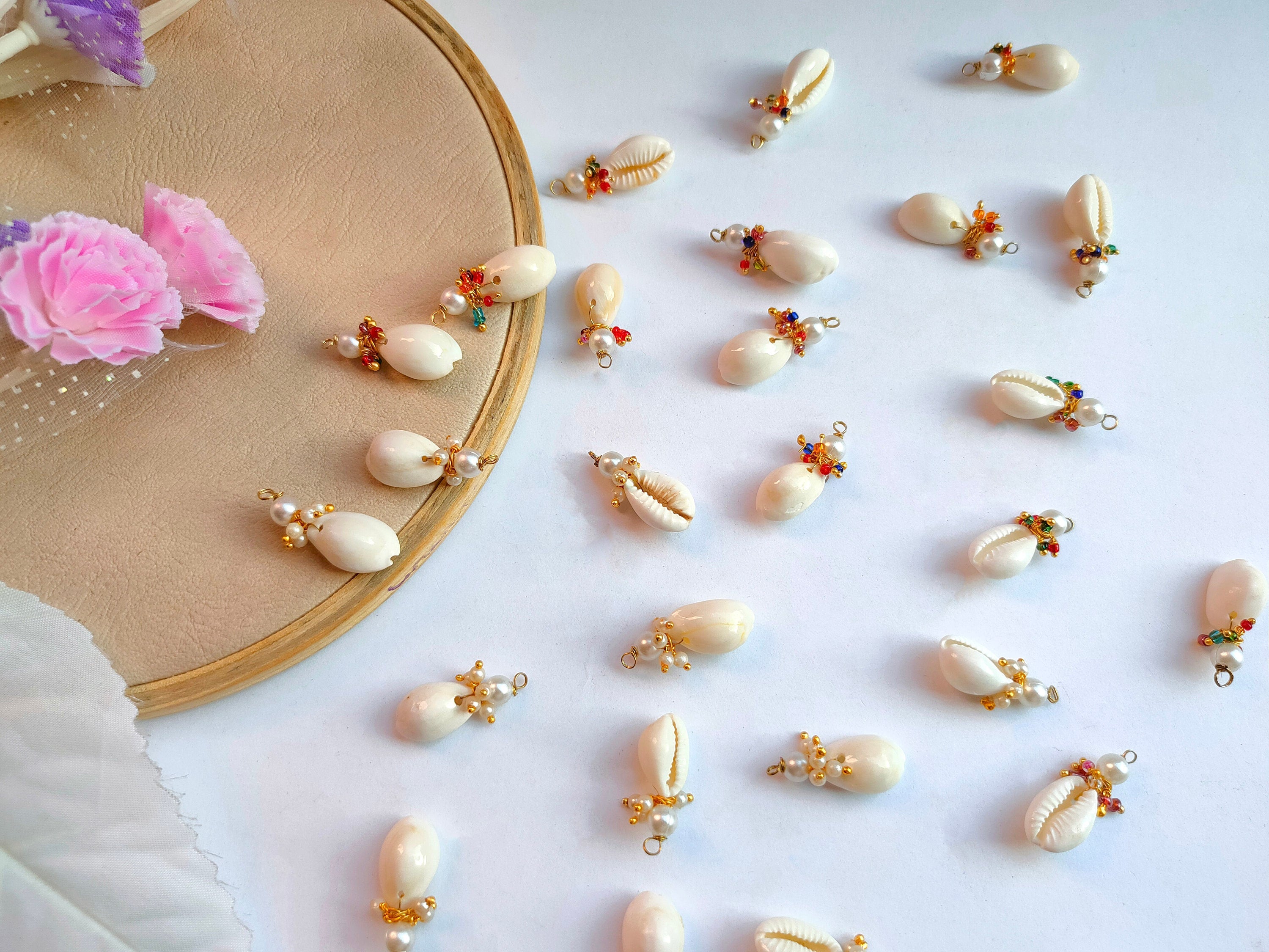 Cowrie Shell Tassels: Indian Style Crafting Beads (Pack of 25)