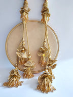 Gold Pearl & Crystal Cutdana Latkan Tassels: Indian Bridal Pair