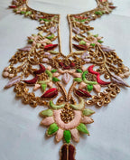 Zardozi Embroidered Neckline Patch with Sleeves: Indian Gala Applique