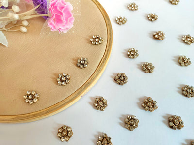 50 Pc - Antique Gold Mini Zircon Applique Patches