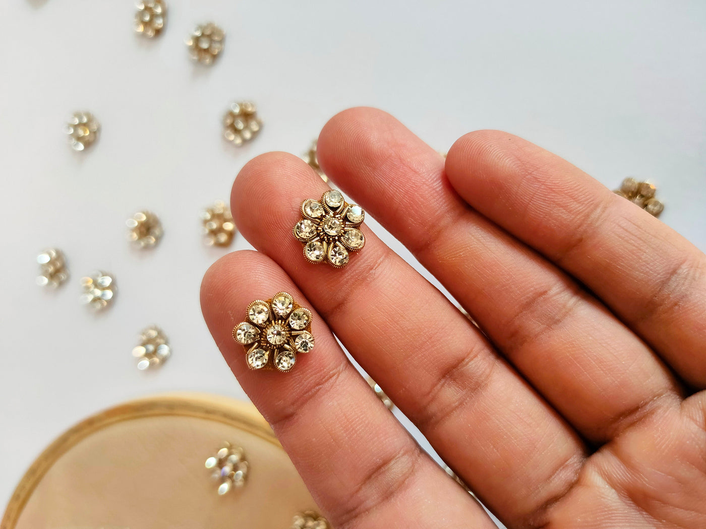 50 Pc - Antique Gold Mini Zircon Applique Patches