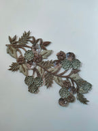 Grey Floral Applique: Embroidered Indian Glass Bead Patch