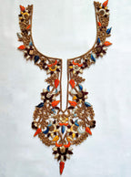 Zardozi Embroidered Neckline Patch with Sleeves: Indian Gala Applique